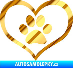 Samolepka Tlapky love 002 chrom fólie zlatá zrcadlová