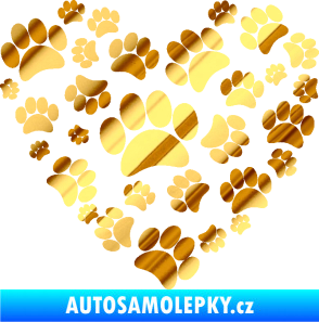 Samolepka Tlapky love 003 chrom fólie zlatá zrcadlová