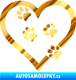 Samolepka Tlapky love 006 levá chrom fólie zlatá zrcadlová