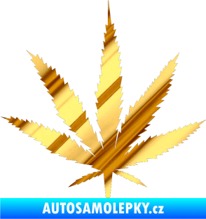 Samolepka Travka 001 lístek marihuany chrom fólie zlatá zrcadlová