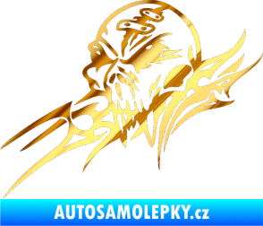Samolepka Tribal skull levá lebka chrom fólie zlatá zrcadlová