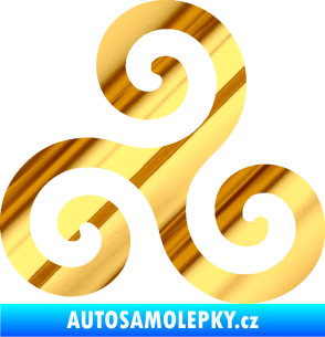 Samolepka Triskelion keltský znak chrom fólie zlatá zrcadlová