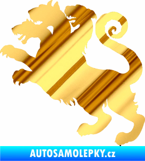Samolepka Trojhlavý pes kerberos 002 levá chrom fólie zlatá zrcadlová