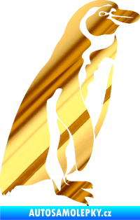 Samolepka Tučňák 001 pravá chrom fólie zlatá zrcadlová
