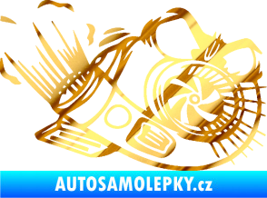 Samolepka Turbo 003 pravá angry chrom fólie zlatá zrcadlová