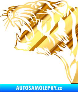 Samolepka Tygr 002 levá chrom fólie zlatá zrcadlová
