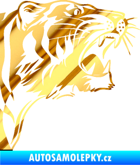 Samolepka Tygr 002 pravá chrom fólie zlatá zrcadlová