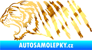 Samolepka Tygr 004 levá chrom fólie zlatá zrcadlová