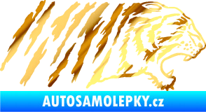 Samolepka Tygr 004 pravá chrom fólie zlatá zrcadlová