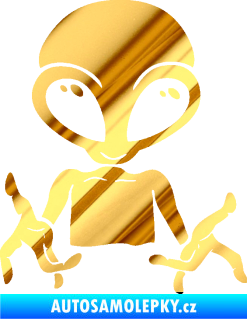 Samolepka UFO 006 pravá chrom fólie zlatá zrcadlová