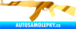 Samolepka Útočná puška AK 47 levá chrom fólie zlatá zrcadlová