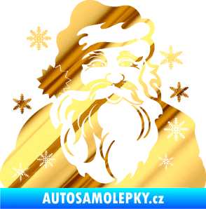 Samolepka Vánoční Santa 001 levá chrom fólie zlatá zrcadlová