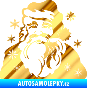 Samolepka Vánoční Santa 001 pravá chrom fólie zlatá zrcadlová