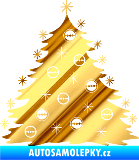 Samolepka Vánoční stromeček 001 chrom fólie zlatá zrcadlová