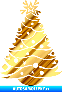 Samolepka Vánoční stromeček 002 chrom fólie zlatá zrcadlová