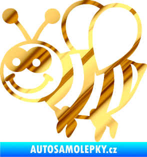 Samolepka Včela 003 levá happy chrom fólie zlatá zrcadlová