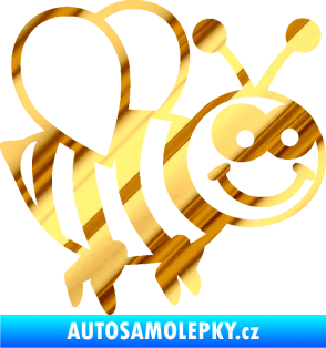 Samolepka Včela 003 pravá happy chrom fólie zlatá zrcadlová