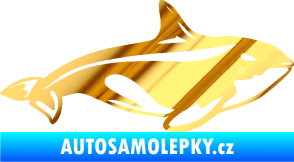 Samolepka Velryba 004 pravá chrom fólie zlatá zrcadlová