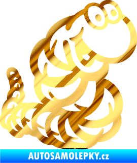 Samolepka Veselý červík pravá chrom fólie zlatá zrcadlová