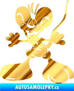 Samolepka Veselý myšák levá chrom fólie zlatá zrcadlová