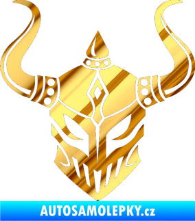 Samolepka Vikingská helma chrom fólie zlatá zrcadlová