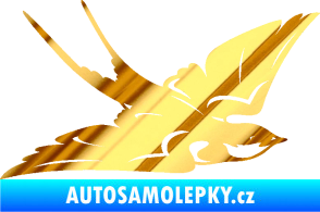 Samolepka Vlaštovka 002 pravá chrom fólie zlatá zrcadlová