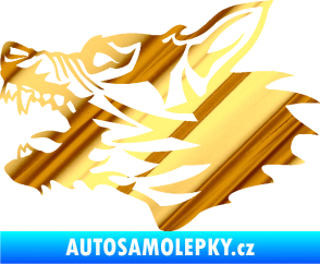 Samolepka Vlk 003 levá chrom fólie zlatá zrcadlová