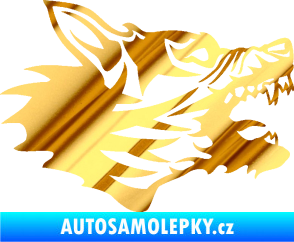 Samolepka Vlk 003 pravá chrom fólie zlatá zrcadlová