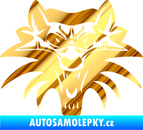 Samolepka Vlk 022 chrom fólie zlatá zrcadlová