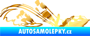 Samolepka Vodní lyžování a surf pravá chrom fólie zlatá zrcadlová