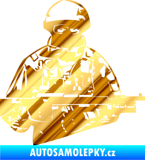 Samolepka Voják 013 pravá chrom fólie zlatá zrcadlová