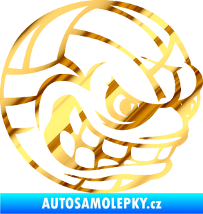 Samolepka Volejbalový míč 001 pravá s obličejem chrom fólie zlatá zrcadlová