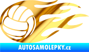 Samolepka Volejbalový míč 002 levá chrom fólie zlatá zrcadlová
