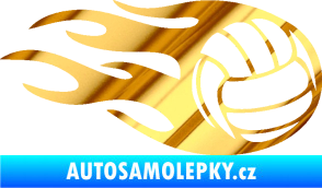 Samolepka Volejbalový míč 002 pravá chrom fólie zlatá zrcadlová