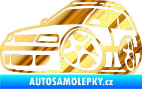 Samolepka VW Passat b6 karikatura levá chrom fólie zlatá zrcadlová