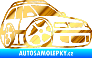 Samolepka VW Passat b6 karikatura pravá chrom fólie zlatá zrcadlová