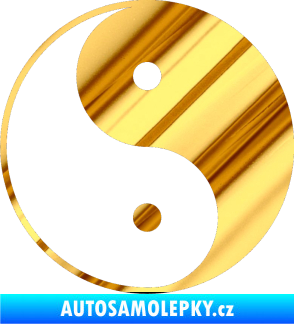 Samolepka Yin yang - logo JIN a JANG chrom fólie zlatá zrcadlová