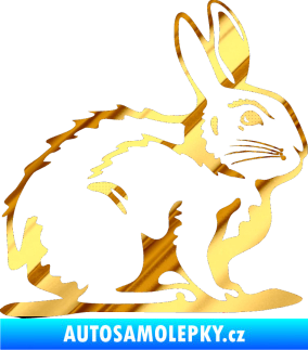 Samolepka Zajíček 001 pravá chrom fólie zlatá zrcadlová