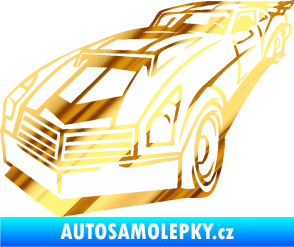 Samolepka Závodní auto 003 levá chrom fólie zlatá zrcadlová