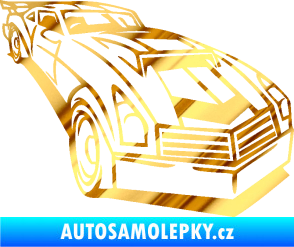 Samolepka Závodní auto 003 pravá chrom fólie zlatá zrcadlová
