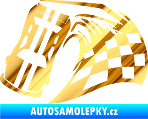 Samolepka Závodní auto 005 levá chrom fólie zlatá zrcadlová