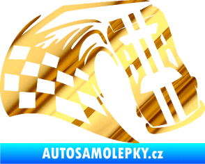 Samolepka Závodní auto 005 pravá chrom fólie zlatá zrcadlová
