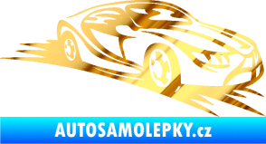 Samolepka Závodní auto 007 pravá chrom fólie zlatá zrcadlová