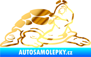 Samolepka Želva 003 pravá chrom fólie zlatá zrcadlová