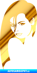 Samolepka Žena tvář 002 levá chrom fólie zlatá zrcadlová