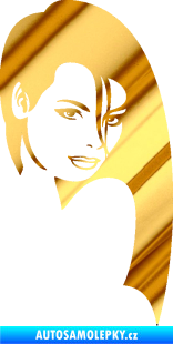 Samolepka Žena tvář 002 pravá chrom fólie zlatá zrcadlová