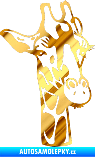 Samolepka Žirafa 001 pravá chrom fólie zlatá zrcadlová