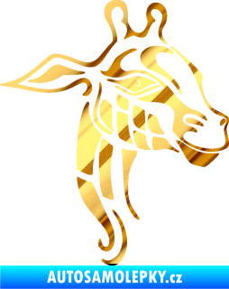Samolepka Žirafa 003 pravá chrom fólie zlatá zrcadlová