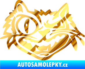 Samolepka Zlý kocour levá chrom fólie zlatá zrcadlová