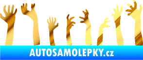 Samolepka Zombie 002 pravá mrtví vylézají z hrobu chrom fólie zlatá zrcadlová